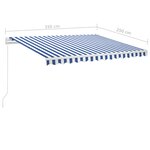 vidaXL Auvent manuel rétractable avec LED 350x250 cm Bleu et blanc