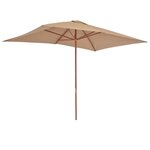 vidaXL Parasol d'extérieur avec mât en bois 200 x 300 cm taupe