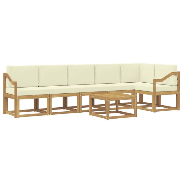 vidaXL Ensemble de canapés d'extérieur 7 pc Blanc et crème Polyester
