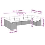 vidaXL Ensemble de canapé de jardin 10 pièces avec coussins Rattan Poly Noir