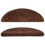 vidaXL Tapis d'escalier 10 pièces 56 x 17 x 3 cm Marron Demi-rond