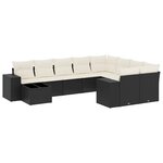vidaXL Salon de jardin 10 Pièces avec coussins noir résine tressée
