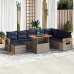 vidaXL Salon de jardin avec coussins 10 Pièces gris résine tressée acacia