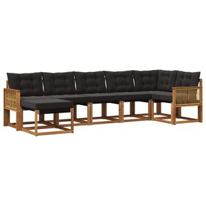 vidaXL Ensemble de canapés d'extérieur 7 pc Naturel et noir