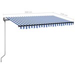 vidaXL Auvent automatique capteur de vent/LED 300x250 cm Bleu et blanc