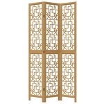 vidaXL Cloison de séparation 3 panneaux marron bois paulownia massif