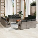 vidaXL Salon de jardin avec coussins 13 Pièces gris résine tressée