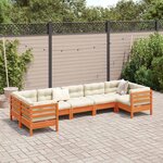 vidaXL Salon de jardin 7 Pièces avec coussins cire marron bois pin massif
