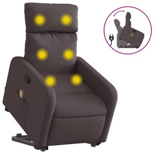 vidaXL Fauteuil inclinable de massage Marron foncé Tissu