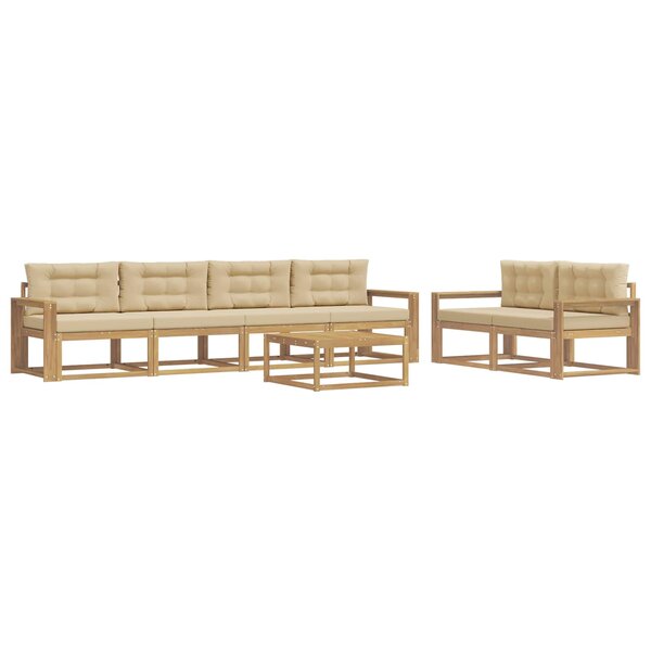 vidaXL Ensemble de canapés d'extérieur 6 pc Blanc et Beige
