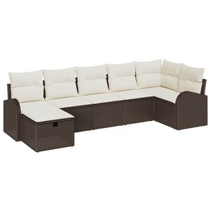 vidaXL Ensemble de canapé de jardin 7 Pièces Marron Poly rotin