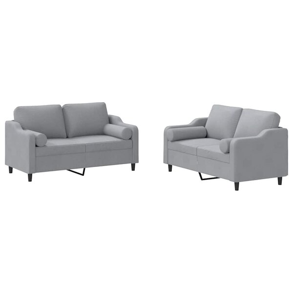 vidaXL Ensemble de canapés 2 Pièces coussins gris clair tissu