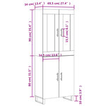 vidaXL Buffet haut Gris béton 69 5x34x180 cm Bois d'ingénierie