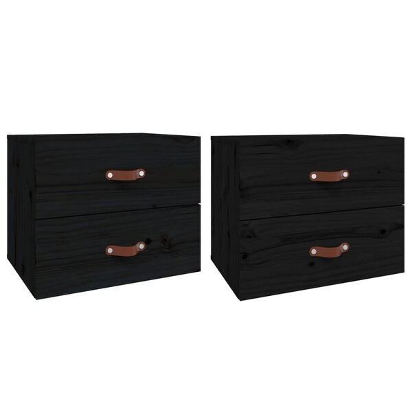 vidaXL Tables de chevet murales 2 Pièces Noir 50x36x40 cm