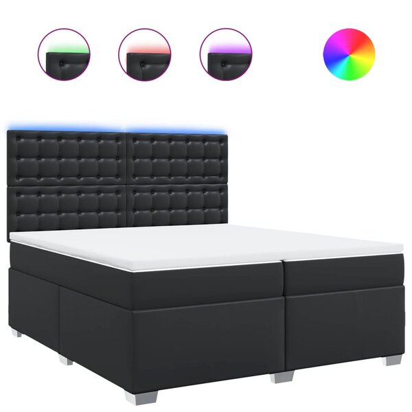 vidaXL Sommier à lattes de lit avec matelas Noir 200x200 cm Similicuir