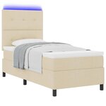 vidaXL Lit à ressorts avec matelas avec LED Crème 90 x 200 cm tissu