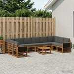 vidaXL Ensemble de canapés d'extérieur 11 Pièces Naturel et Anthracite