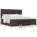 vidaXL Lit à Ressorts avec Matelas & Banquette Marron Foncé 200x200 cm Tissu