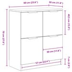 Buffet en chêne noir vidaXL - 60 x 30 x 70 cm - Fabriqué en bois d'ingénierie