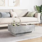 vidaXL Table basse avec LED gris béton 70x50x30 cm bois d'ingénierie