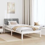 vidaXL Cadre de lit Blanc et gris clair 90 x 190 cm Bois massif en pin