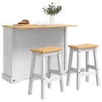 vidaXL Ensemble Cuisine Îlot Corona 3 Pièces Blanc et Cire de Miel