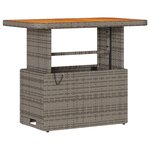 Ensemble de salle à manger de jardin 3 pièces avec coussins gris en poly rotin et acacia