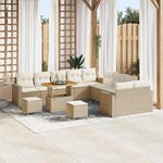 vidaXL Ensemble de canapé de jardin 13 Pièces Beige polyrotin