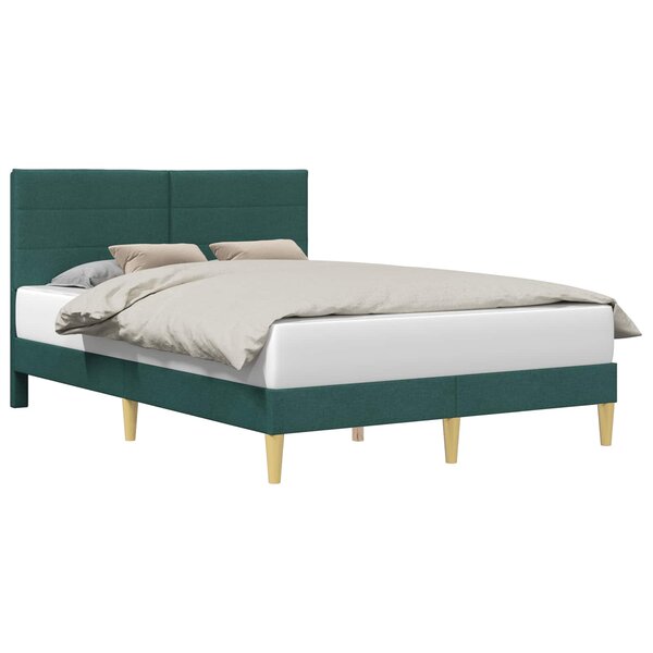 vidaXL Cadre de lit avec tête de lit Vert foncé 160 x 200 cm Tissu