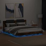 vidaXL Cadre de lit avec LED sans matelas chêne fumé 160x200 cm
