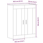 vidaXL Armoire murale chêne artisanal 69 5x34x90 cm