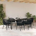 vidaXL Ensemble de salle à manger pour jardin 7 Pièces Noir Poly rotin