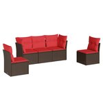 vidaXL Salon de jardin avec coussins 5 Pièces marron résine tressée