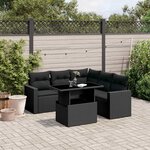 vidaXL Salon de jardin 6 Pièces avec coussins noir résine tressée