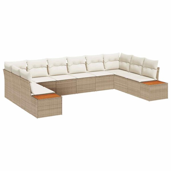 vidaXL Ensemble de canapé de jardin avec coussin 10 Pièces beige et crème