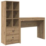 vidaXL Bureau avec tiroir avec étagère 2 Pièces Chêne artisanal