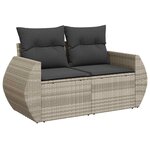 vidaXL Salon de jardin 6 Pièces avec coussins gris clair résine tressée