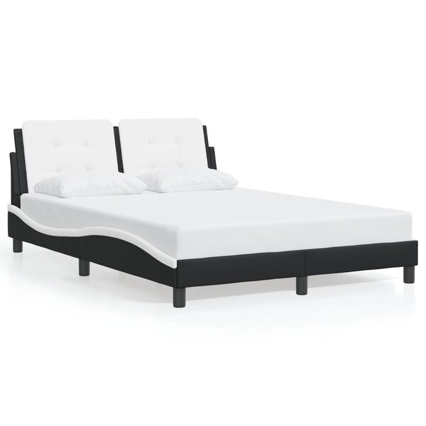 vidaXL Cadre de lit sans matelas noir et blanc 140x200 cm similicuir