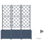 vidaXL Bac à fleurs avec Treillis 2 Pièces Gris 80 x 40 x 143 cm PP