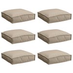 vidaXL Coussins de palette pour sièges 6 Pièces Taupe 40x40x8 cm Tissu Oxford