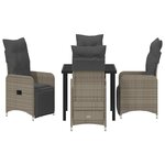 vidaXL Ensemble de salle à manger de jardin 5 pièces avec coussins gris en poly rotin
