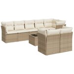vidaXL Salon de jardin avec coussins 9 Pièces beige résine tressée