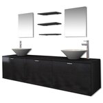 vidaXL Dix pièces pour salle de bains avec lavabo et robinet noir