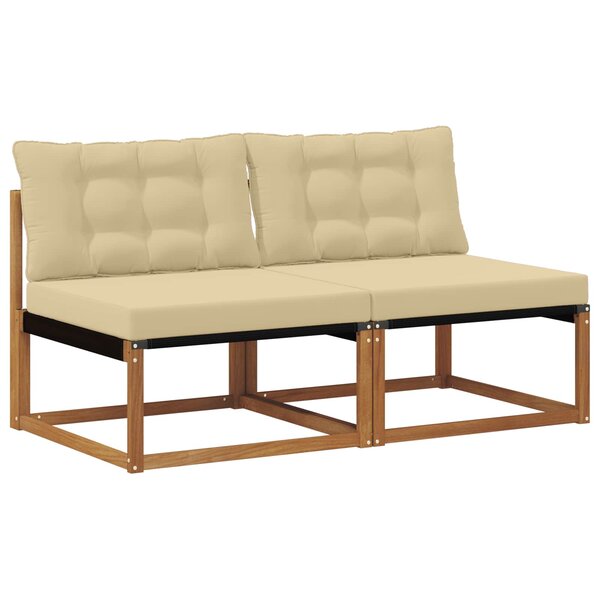 vidaXL 2 Pièce Sofa de milieu extérieur Bois d'Acacia Massif Naturel