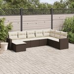 vidaXL Salon de jardin 8 Pièces avec coussins marron résine tressée