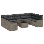 Ensemble de Canapé de Jardin 9 Pièces avec Coussins Noir Poly Rotin