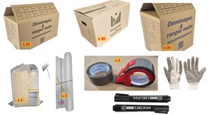 Kit Déménagement T4 - Pack Cartons et Fournitures pour Logement 4 Pièces - Fabriqué en France - Prêt à l'Emploi