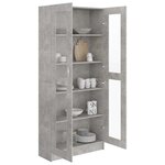 vidaXL Armoire à vitrine Gris béton 82 5x30 5x185 cm Bois ingénierie
