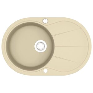 vidaXL Évier de cuisine Granit Seul lavabo Ovale Beige