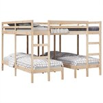 vidaXL Lit superposé triple 200x200/80x200 cm bois de pin massif